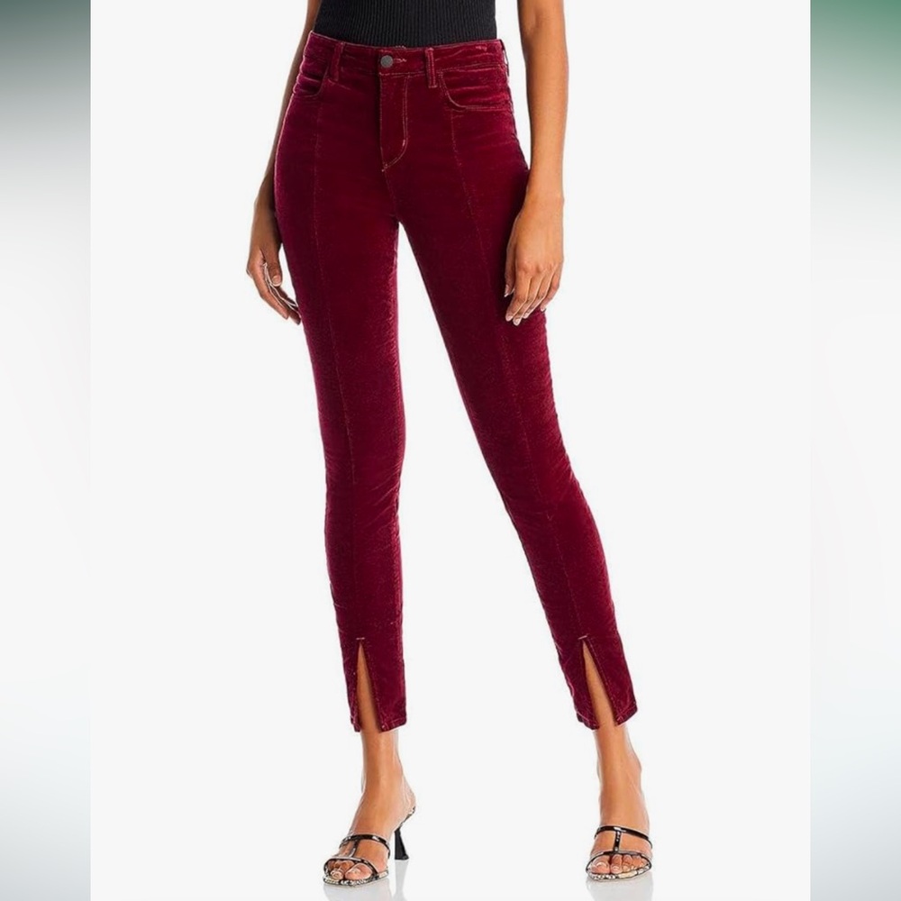 L’AGENCE Women’s Jyothi Velvet Jeans High Rise Split Ankle Fawn Brown Sz 25 NWT